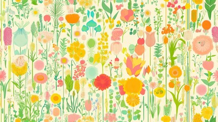 Colorful Flowers Bloom Vibrantly in a Sprawling Garden, Showcasing Nature's Beauty and Diversity Throughout the Season