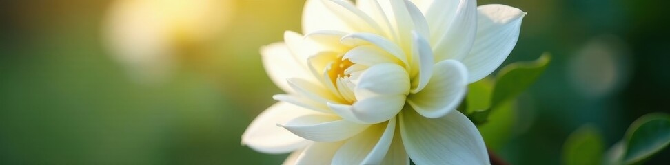 Fototapeta premium Magnificent white dahlia, intricate details, soft light , vibrant, flower, summer