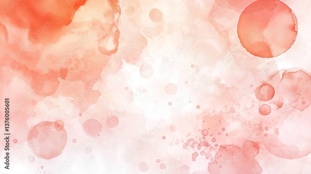 Poster light pink textured watercolor background with artistic splashes and soft bokeh effect