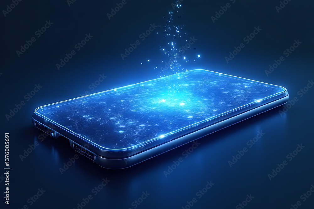 Poster captivating digital magic smartphone illumination abstract space 3d animation dark setting