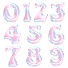 3d holographic Numbers Glossy with gradient texture render