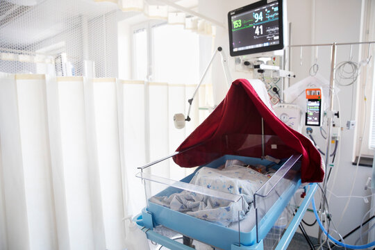 Baby in intensive care unit at hospital