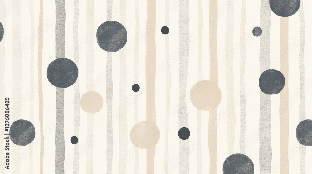 Poster a scandinavian minimal dot and stripe pattern in soft beige and grey tones clean and cozy nordic sty