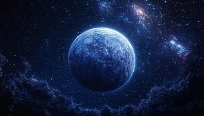 Obraz premium Realistic cosmos celestial landscapes. stunning realistic depiction of celestial landscape showcasing vibrant planet amidst cosmos