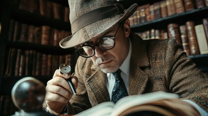 A detective solving a mystery using mathematical logic.