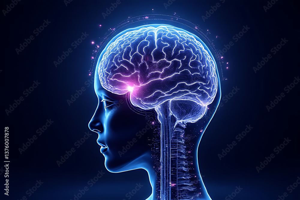 Poster innovative neural connections exploring brain function digital space conceptual art night view