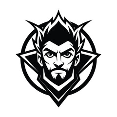 Obraz premium Face Logo Black and White Stock Illustration on white background