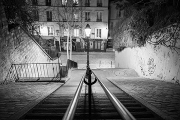 Nighttime wanderings through the quiet alleys and hidden stairways of Montmartre, where every turn...