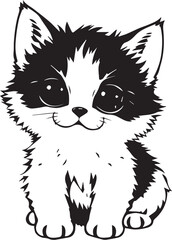 Cute kitten. Hand drawn vector illustration