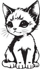 Cute kitten. Hand drawn vector illustration