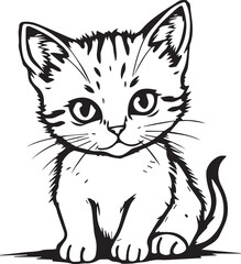 Cute kitten. Hand drawn vector illustration