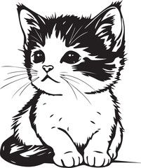Cute kitten. Hand drawn vector illustration