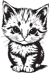 Cute kitten. Hand drawn vector illustration