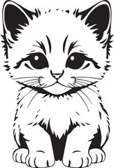 Cute kitten. Hand drawn vector illustration