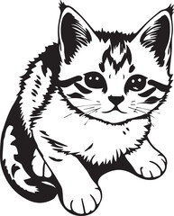 Cute kitten. Hand drawn vector illustration