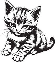 Cute kitten. Hand drawn vector illustration