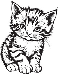 Cute kitten. Hand drawn vector illustration