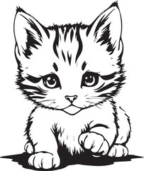 Cute kitten. Hand drawn vector illustration