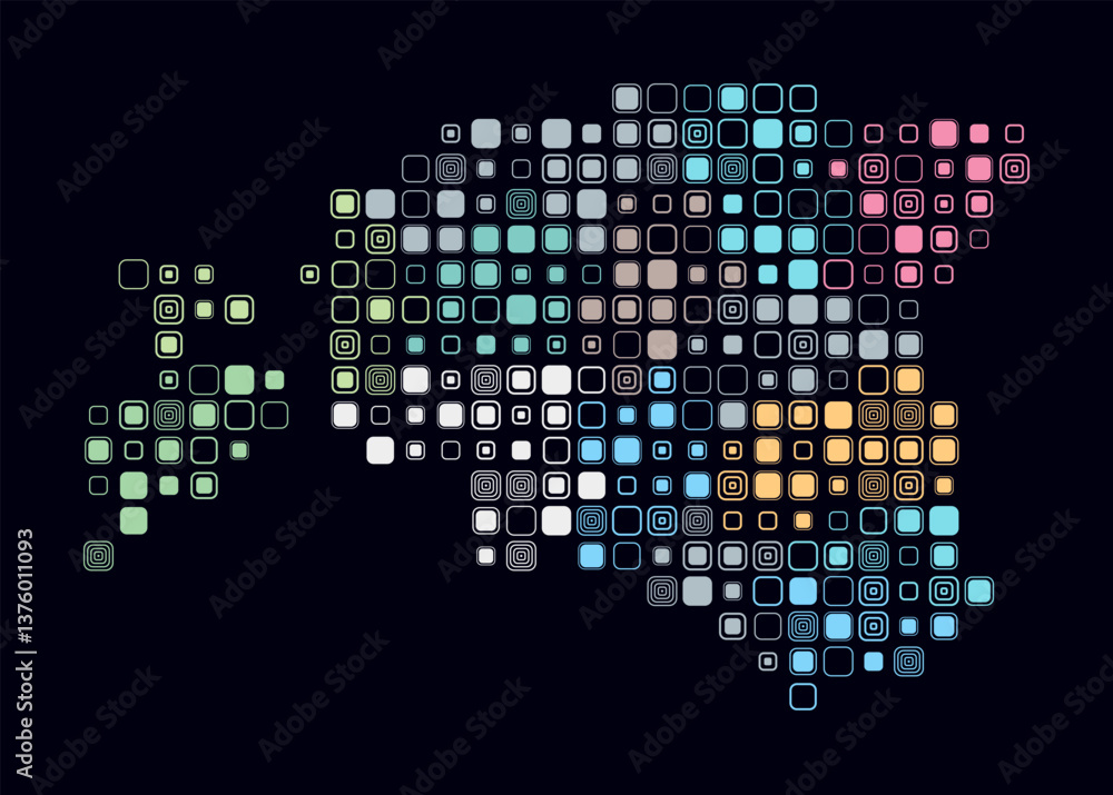 Poster estonia, shape of the country build of colored cells. digital style map of the estonia on dark backg