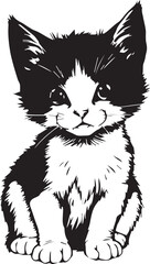 Cute kitten. Hand drawn vector illustration