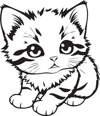 Cute kitten. Hand drawn vector illustration