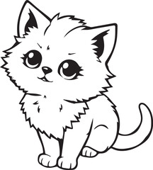 Cute kitten. Hand drawn vector illustration