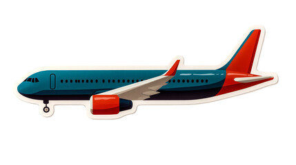 Fototapeta premium Vivid commercial airplane, travel industry icon illustration, cut out transparent