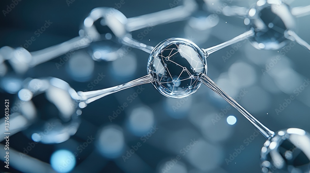 Poster complex nodes show the link between ai and blockchain in a digital landscape