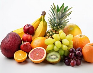 Assorted fruits on isolated background