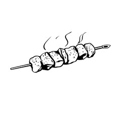 Grilled Meat Skewer Delicious Food Illustration