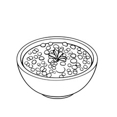 Simple Line Drawing Of A Bowl Of Lentil Soup