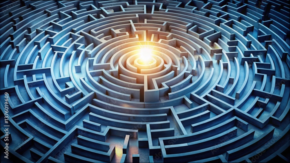Aufkleber light in center of complex maze offering direction and hope
