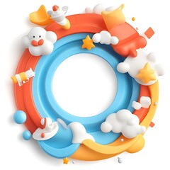 Obraz premium Colorful space themed circle frame.