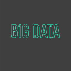 The Big Date emblem. Processing of a large stream of digital data using computer algorithms. Vector illustration. Big date, processing of digital information flow.