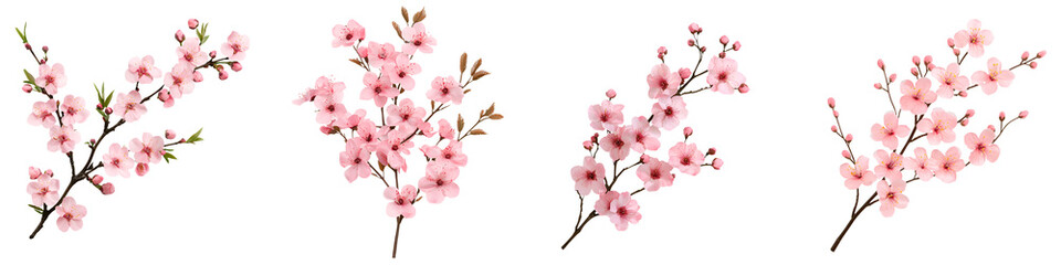 Fototapeta premium Stunning display of vibrant pink cherry blossom flowers blooming on tree branches in a tranquil spring setting