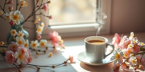 Spring Awakening Coffee Background Design