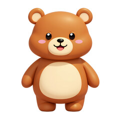 Obraz premium Cute Brown Teddy Bear Cartoon Character with Transparent Background.
