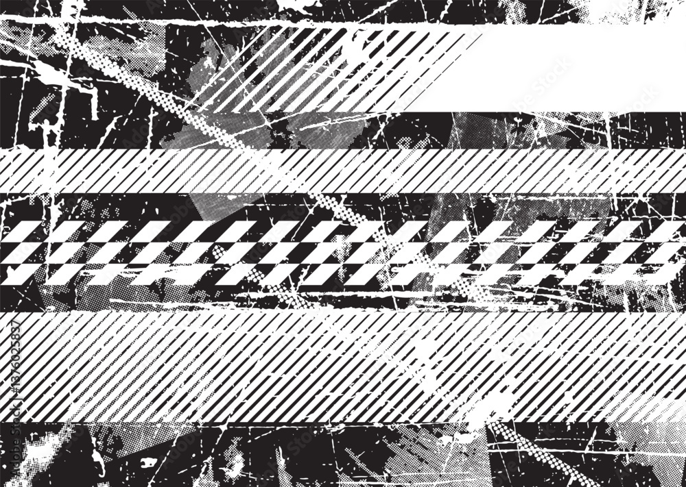 Fototapete Grunge textured banner with rough edges. Halftone dots texture. Overlay grunge texture . Simply place texture over any object to create grunge effect . Banner with scratched surface for your design. 