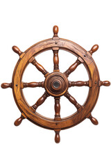 Isolated Wooden Ship Wheel
