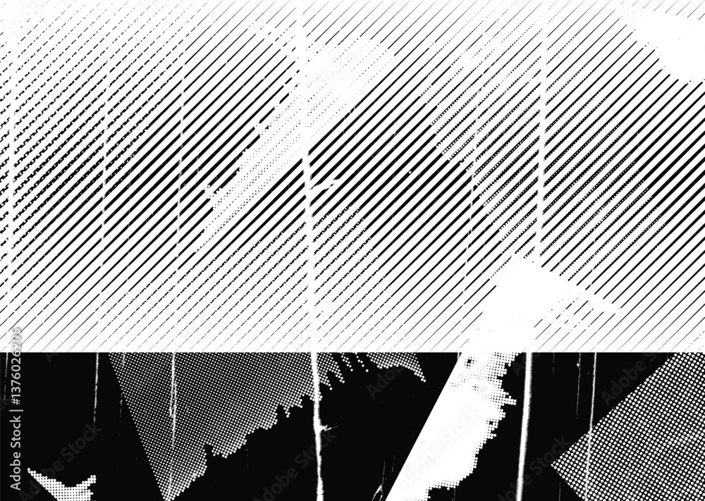 Fototapete Grunge textured banner with rough edges. Halftone dots texture. Overlay grunge texture . Simply place texture over any object to create grunge effect . Banner with scratched surface for your design. 