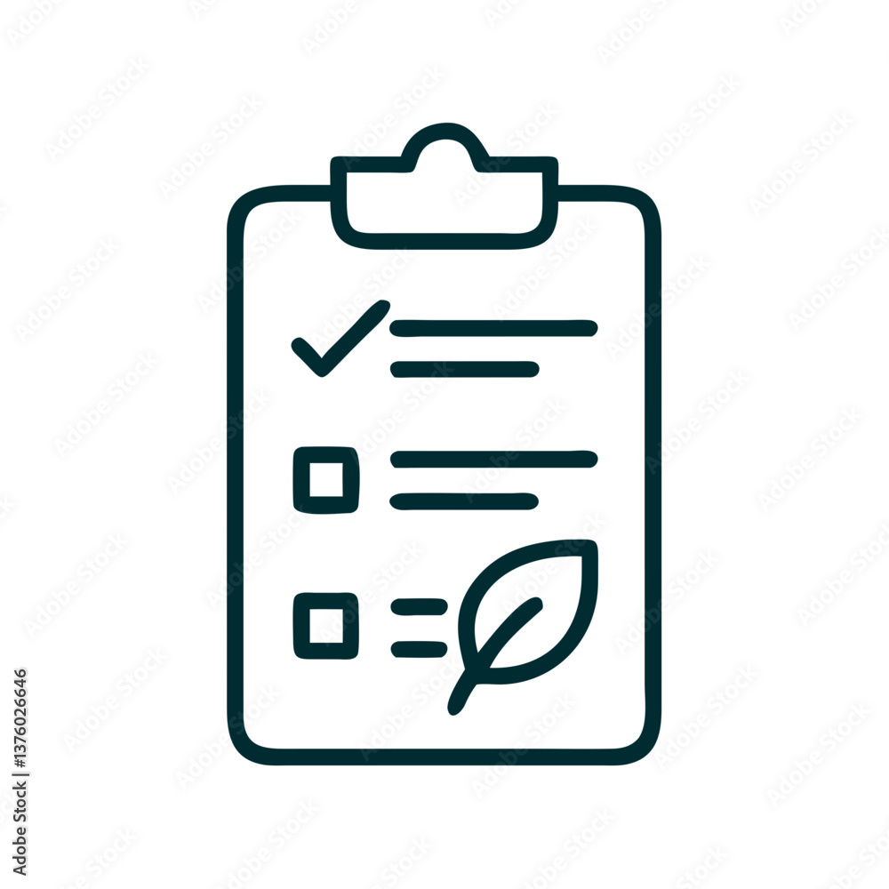 Poster checklist with checkmark and leaf icon in minimalist style