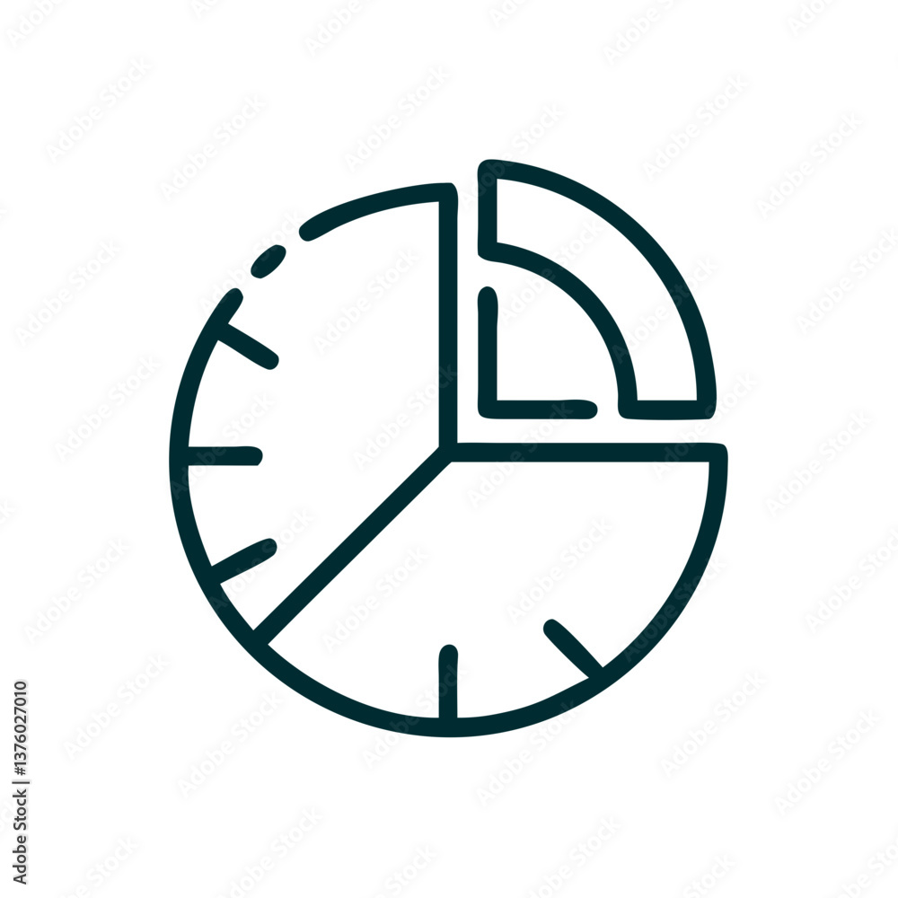 Poster data analysis pie chart outline design in minimalist style