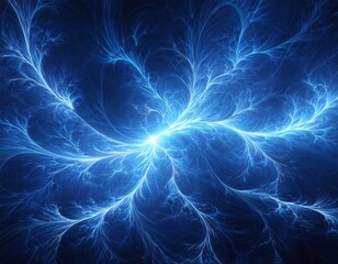  Blue electrical lightning, abstract plasma background 