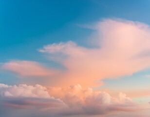 Fototapeta premium blurred of cloud background with a pastel colored orange to blue gradient. 