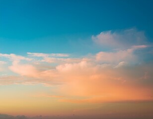  blurred of cloud background with a pastel colored orange to blue gradient. 