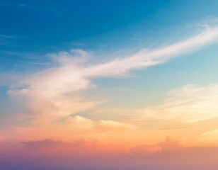 Obraz premium blurred of cloud background with a pastel colored orange to blue gradient. 