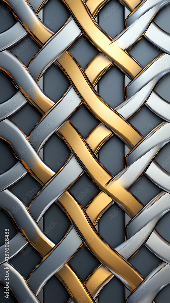 Poster metal strands interwoven in intricate patterns create a captivating design. dark background emphasiz
