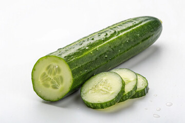 cucumber on a white background generative ai