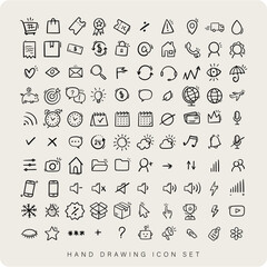 Hand drawing cute icon set. Vector.