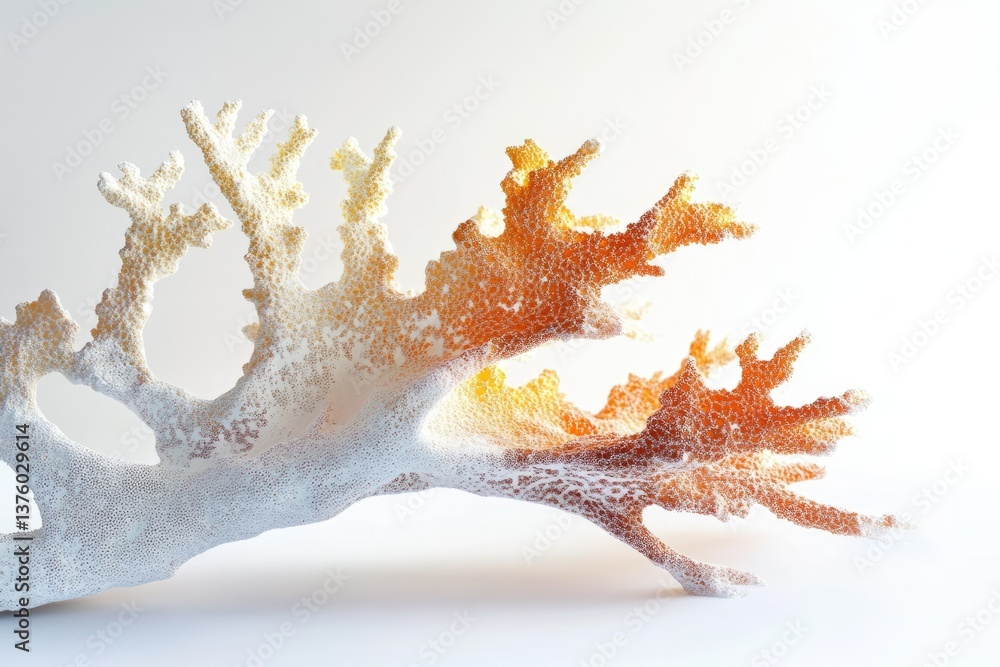 Aufkleber a detailed macro shot showcasing the intricate, branching structure of a coral, transitioning from w
